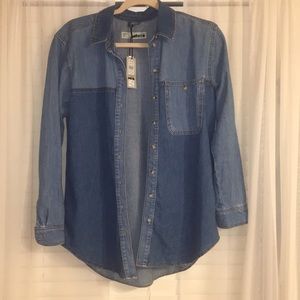 TopShop Denim Two-Tone Shirt